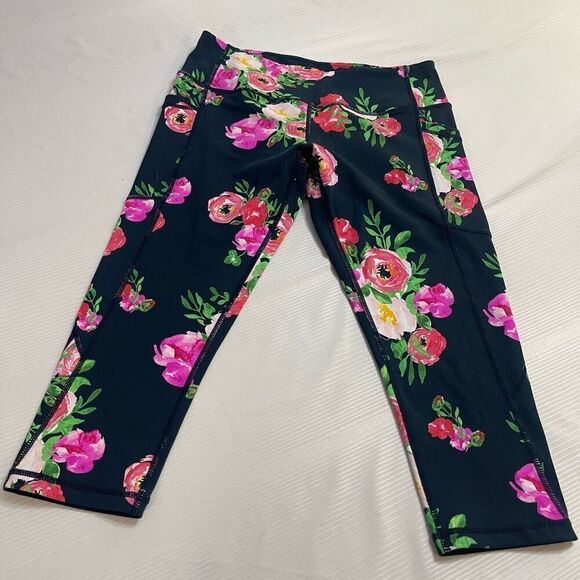 Senita Athletics Floral Cropped Leggings Size Medium - Picture 1 of 9
